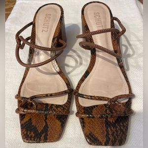 SCHUTZ Shoes- sandal w/ snake effect, low heel, great condition!